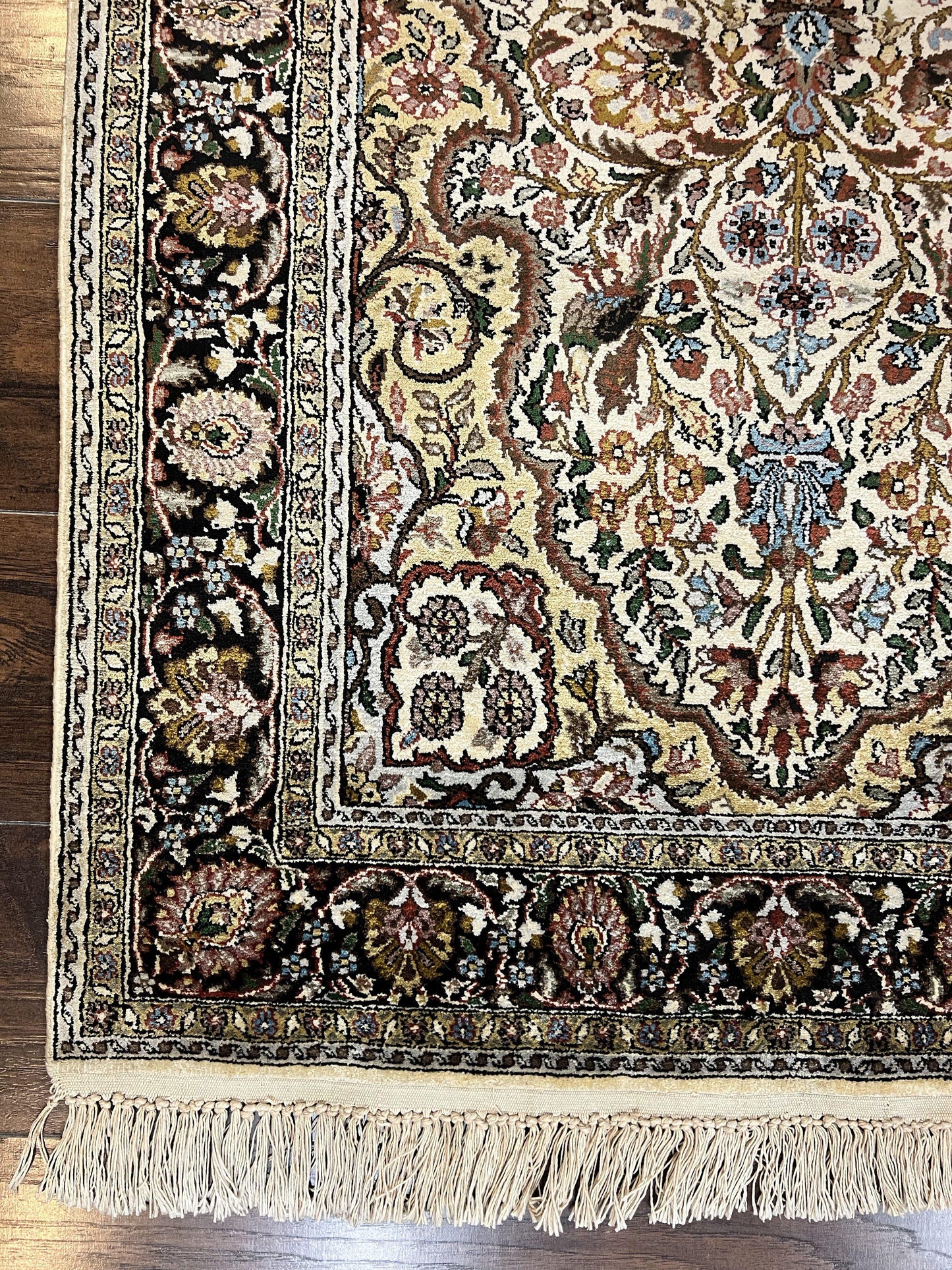 Turkish Kayseri Silk Rug 3x5, Tree of Life Silk Oriental Carpet, Birds Persian Vase Design, Hand Knotted Vintage Fine Rug, 340 KPSI