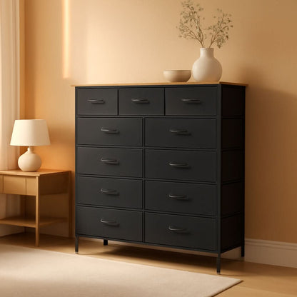 12 Drawer Dresser With Fabric Drawers For Bedroom And Closet Storage