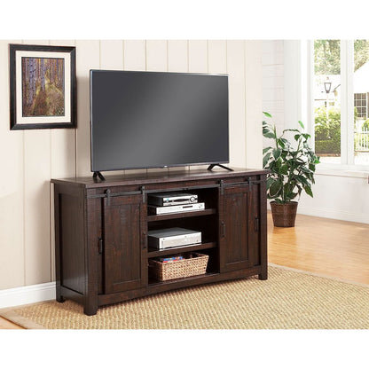 Espresso TV Stand With Sliding Barn Doors Solid Pine