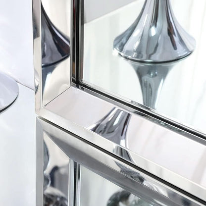 22 Inch By 47 Inch Large Wall Mirror With Angled Beveled Edge And Stainless Steel Frame