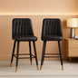 27 Inch Black Counter Height Bar Stool Set With Back Faux Leather