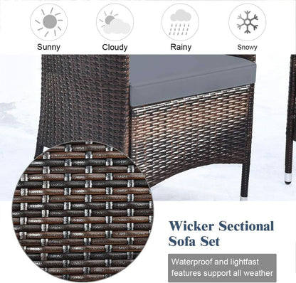Elegant Four-Piece Rattan Patio Set with Soft Cushions