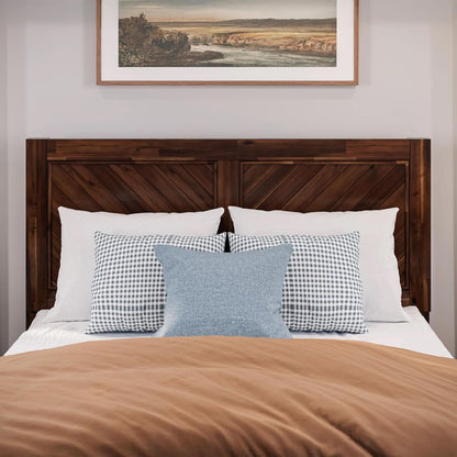 Rustic Solid Wood Headboard With USB Charging Station
