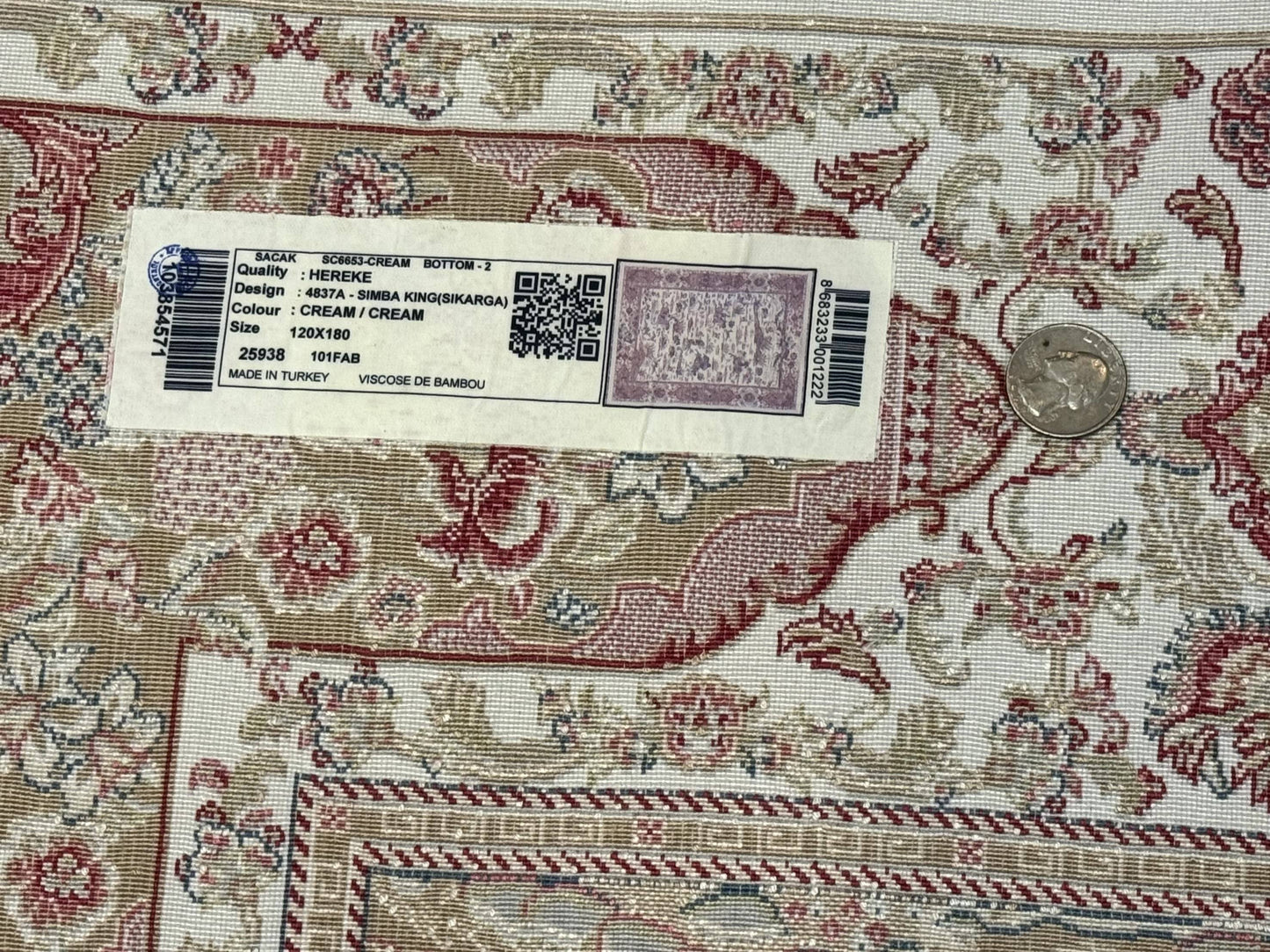 Turkish Silk Hunting Scene Rug 4x6, Ivory, Bamboo Silk, New