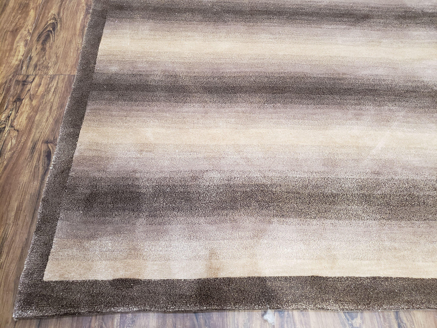 Vintage Safavieh Tibetan Indian Rug 6x9, Nepal Rug, Handmade, Striped Rug, Brown & Beige, 6x9 Oriental Carpet, Wool, Soft