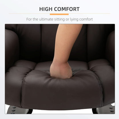 Brown Faux Leather Massage Recliner Chair With Ottoman