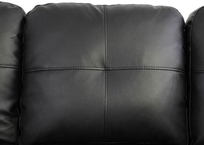 Black L Shaped 3 Piece Faux Leather Sofa Set With Storage Ottoman
