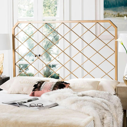 Queen Antique Gold Stitch Headboard for Stylish Bedrooms