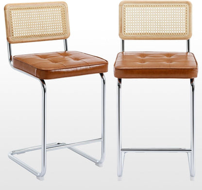 Modern Rattan Bar Stools Set of Two for Kitchens