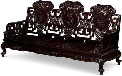 Dark Cherry Rosewood Mother Pearl Motif Living Room Set