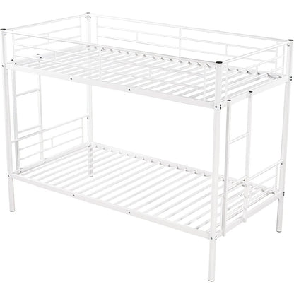 Twin Over Twin Metal Bunk Bed With 2 Ladders White