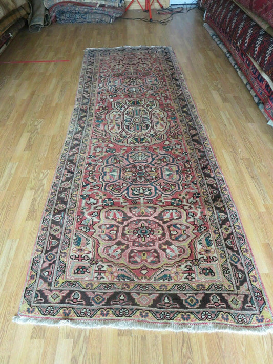 3' 9" X 10' 6" Semi Antique Handmade Turkish Wool Runner Rug