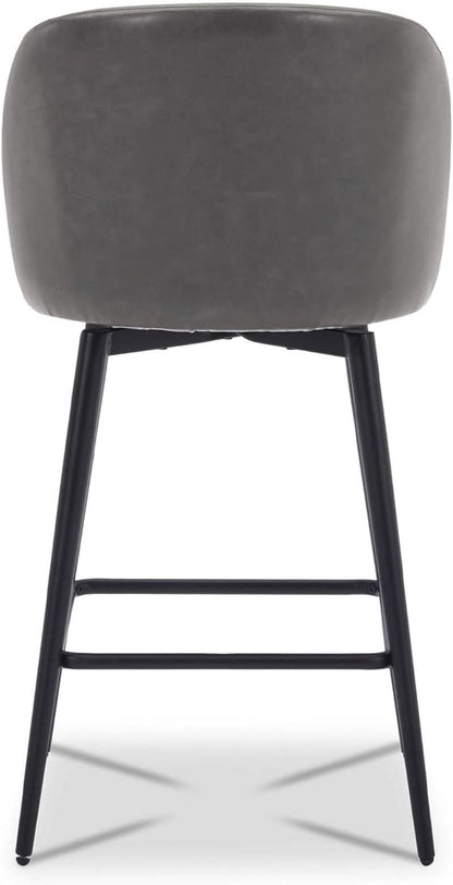 Counter Height Bar Stools Set of 3 26in Grey Faux Leather