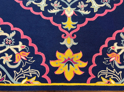 Safavieh Rug 8x10 Belagio Collection, Navy Blue Pink Yellow, Power-Loomed Wool Carpet, Floral Area Rug, Modern Rug, Room Sized 8 x 10 ft Rug