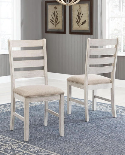 Dining Room Chair Set Of 2 Whitewash Finish Upholstered