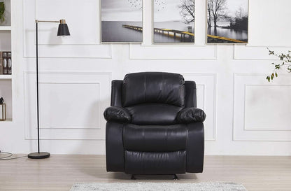 Bonded Leather Reclining Glider Sofa Set Black 3 Piece
