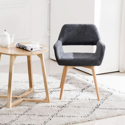 Charcoal Upholstered Armchair Mid Century Modern Wood Legs