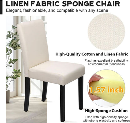 Beige Upholstered Dining Chairs Set Of 4 Modern Fabric