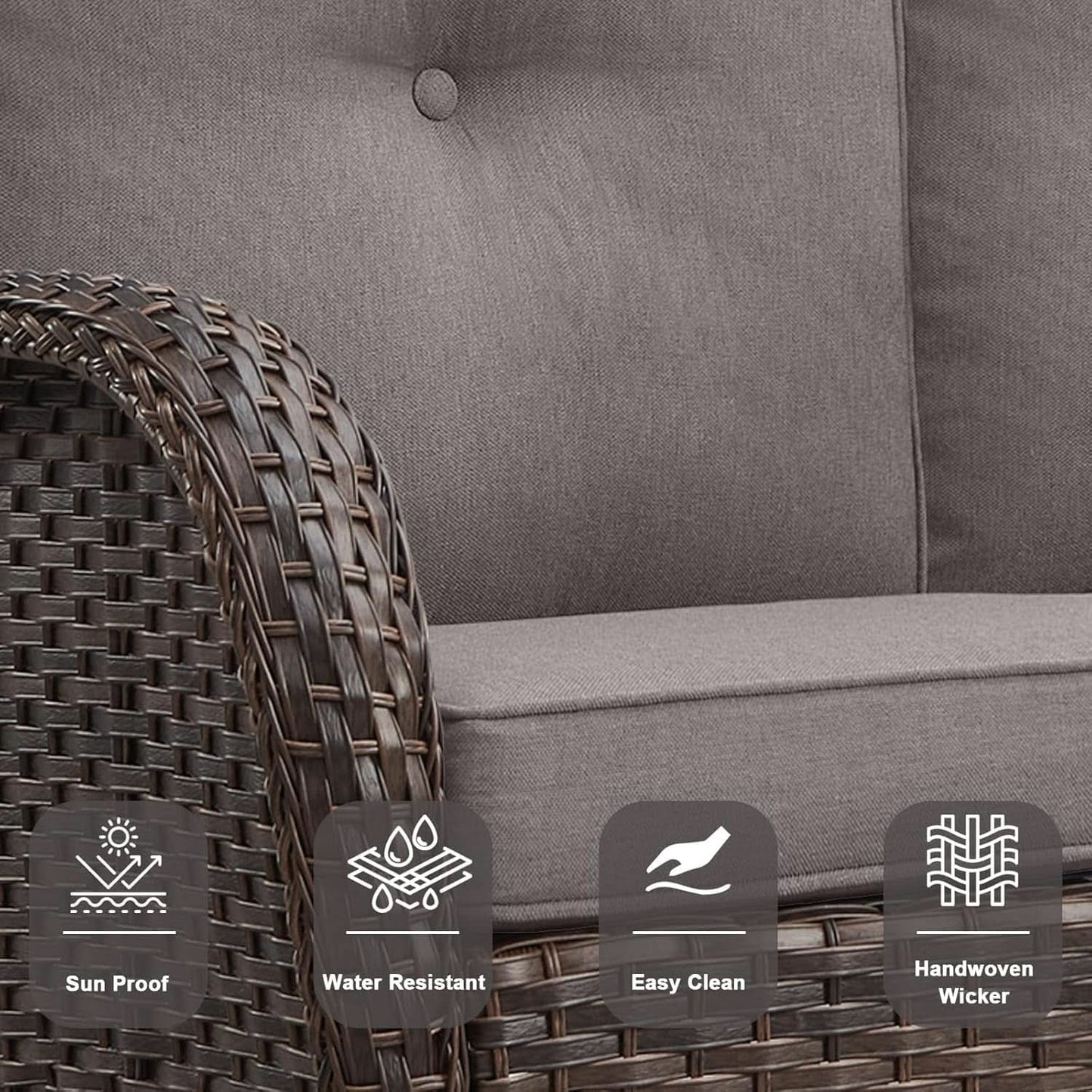 Six Piece Wicker Patio Set Brown With Swivel Chairs