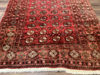 Antique Persian Turkoman Rug 5x6, Red