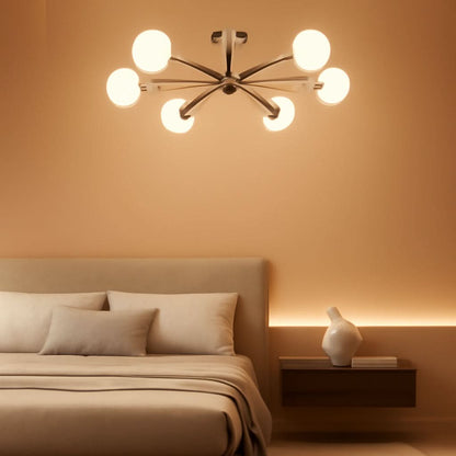 Six Light Sputnik Chandelier Brushed Nickel Fixture