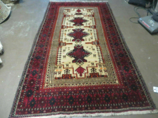 4' X 7' Vintage Handmade Pakistan Turkoman Bokhara Balouch Woven Wool Rug Nice