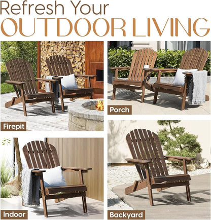 Outdoor Adirondack Chair Set Foldable Pre-Assembled Comfort
