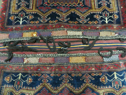 3' X 4.5' Antique Handmade Turkish Tribal Wool Rug Double Saddle Bag Nice