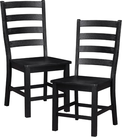 Black Dining Chairs Set Of 2 With Solid Wood Legs And Footrest