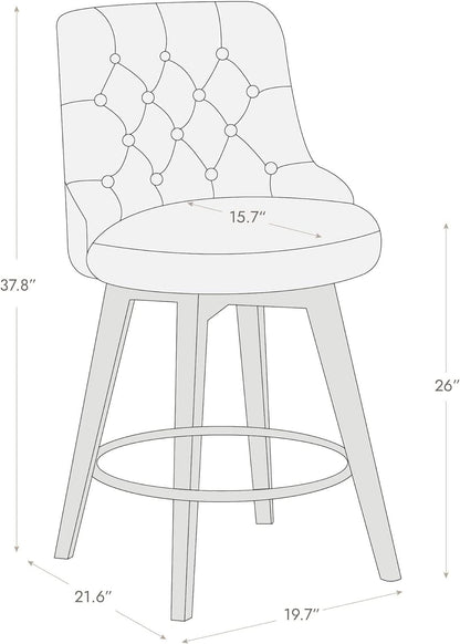 Flint Grey Upholstered Swivel Bar Stool 26 Inch Set Of 2