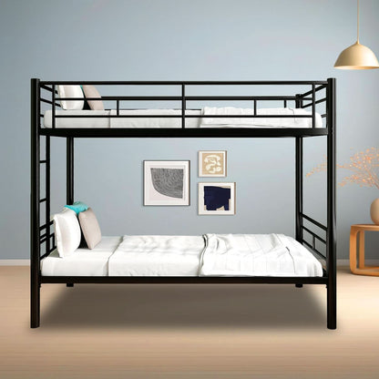 Metal Bunk Bed Twin Over Twin Heavy Duty With Ladders Black