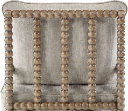Linen Spindle Accent Chairs Set Of 2 Cushioned Armrests