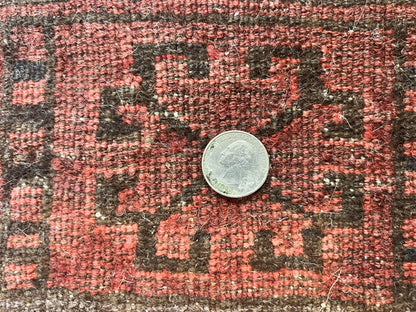 Afghan Rug 3x6, Semi Antique Vintage Oriental Carpet, Wool Handmade Red Rug, Tribal Rug, Afghan Beshir Rug