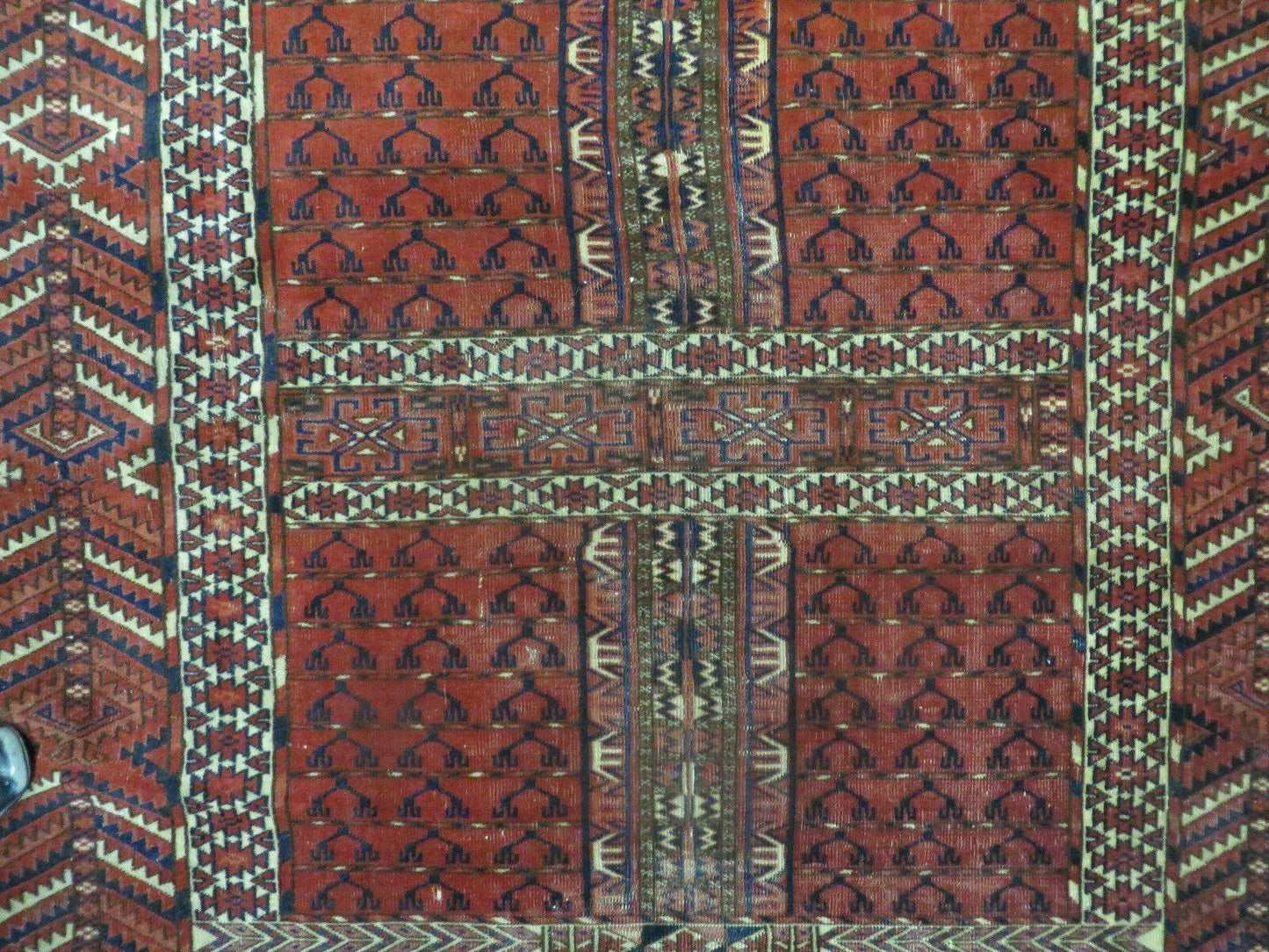 Antique Turkoman Rug 4x5, Ensi Hatchli Tekke Wool Rug