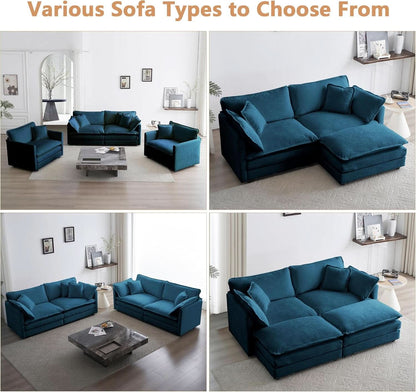 Blue Chenille Upholstered 2 Piece Loveseat And Armchair Set