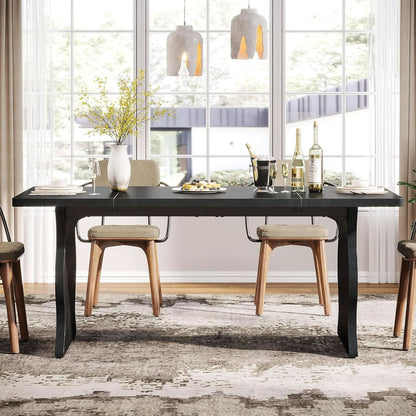 Black 63 Inch Rectangular Modern Dining Table For 4 To 6