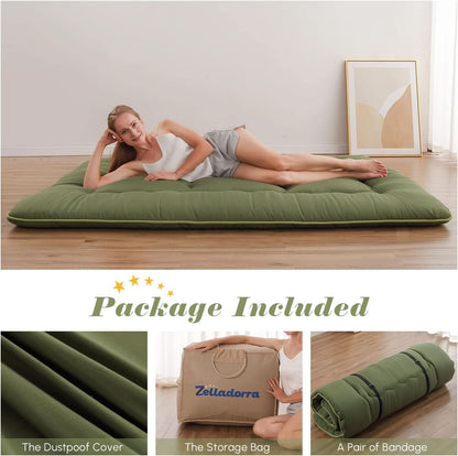 Twin Futon Mattress Portable Thick Roll-Up Floor Comfort
