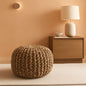 Natural Jute Braided Pouf Ottoman 14 Inch Footrest
