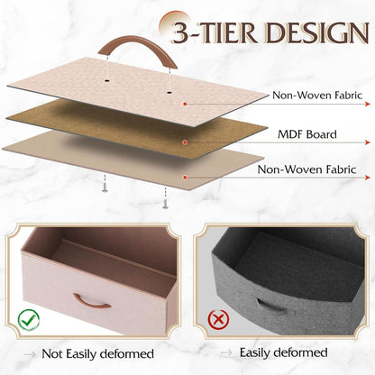 4 Drawer Pink Rose Gold Fabric Dresser With Wood Top