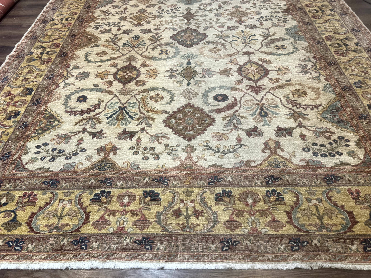 Egyptian Rug 9x12, Mahal Sultanabad Carpet, Handmade Wool Rug, Oatmeal Color