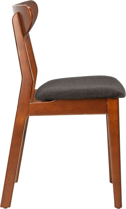 Walnut Finish Dining Chairs With Black Cushions Set Of 2