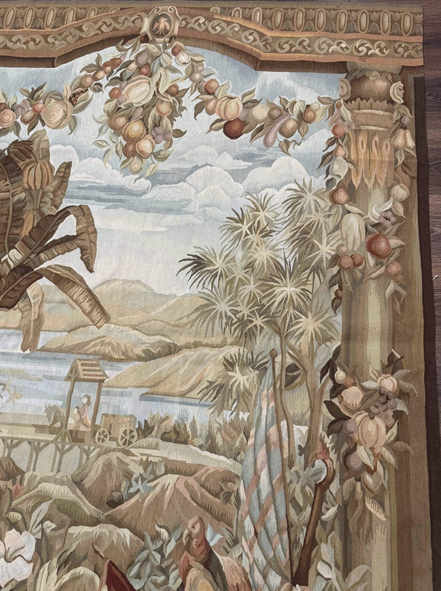 Vintage French Tapestry 5x7, Handmade, Wool, Aubusson Weave