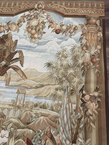 Vintage French Tapestry 5x7, Handmade, Wool, Aubusson Weave