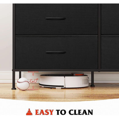 Black Rustic Dresser With TV Stand And Six Drawers