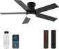 Black 47 Inch Low Profile Ceiling Fan With Remote LED