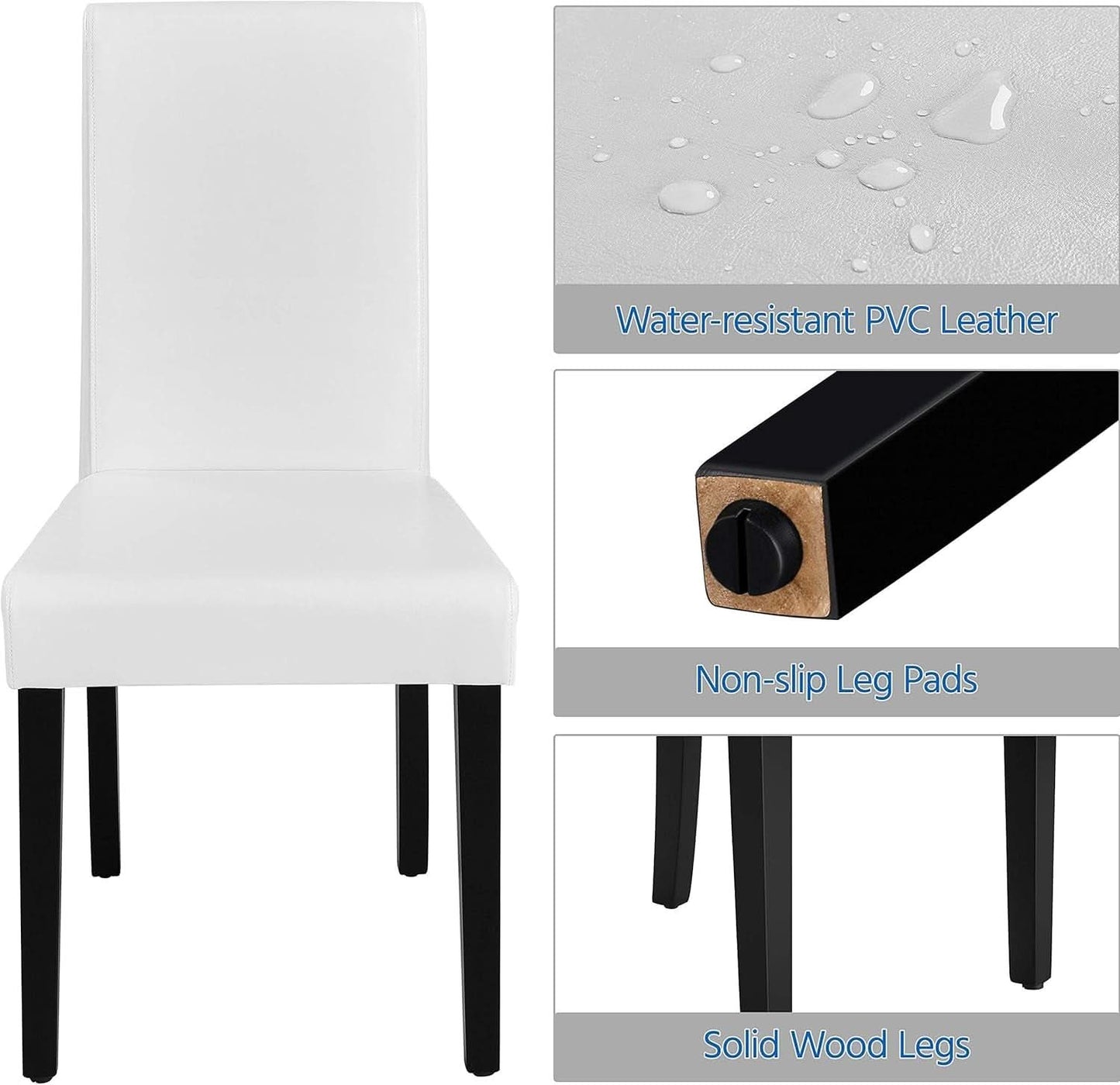 Dining Chair Set Of 4 White Faux Leather Parson Chairs