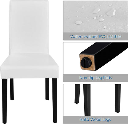 Dining Chair Set Of 4 White Faux Leather Parson Chairs