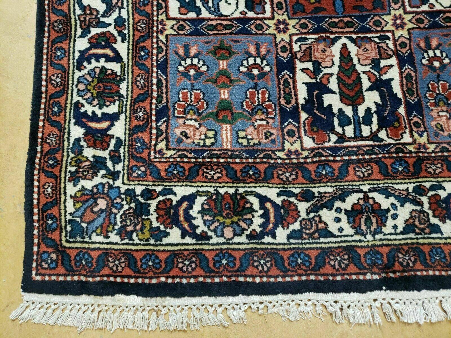 4' X 6' Vintage Handmade Indian Panel Design Wool Rug Veg Dyes