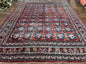 Antique Persian Bijar Rug 9x12 - Allover Motif, Red & Blue