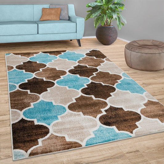Beige Brown Area Rug for Living Room Moroccan Pattern